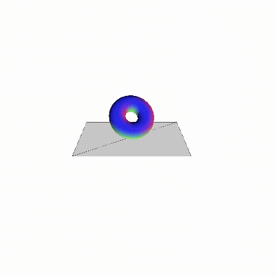 Torus rotates randomly. Camera moves on an axis with each arrow key pressed.