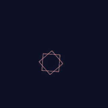 Distinct visual systems for each key input, creating an interactive audio-visual instrument. Squares making a star.
