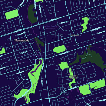 A high-energy cyberpunk mix: deep violet-black #0D0221 base with neon cyan #00F0FF, magenta #FF00E4, and acid yellow #FFE700 accents. Electric green #05F140 hints of vegetation, and water glows moody purple #540D6E.