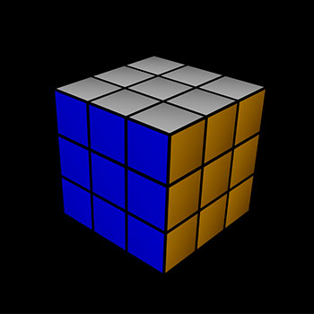 Modeled using a 3×3×3 grid of cubes to represent the cube’s modular structure and precise alignment.