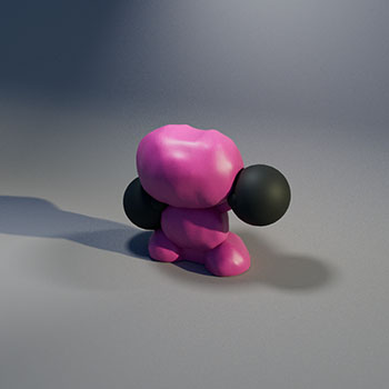 The black spherical hands were separate and not shaped by the modelling tool.