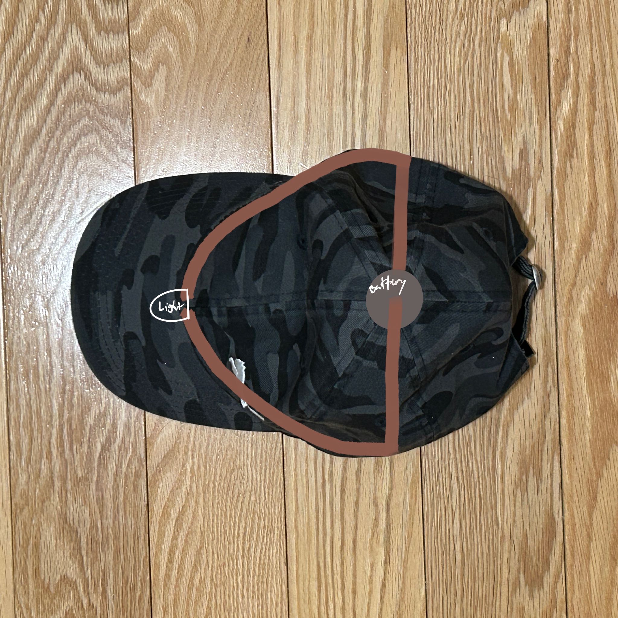 Hat with circuit drawn on