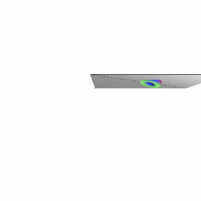 Torus rotates, expands and retracks randomly. Camera moves on an axis with each arrow key pressed.